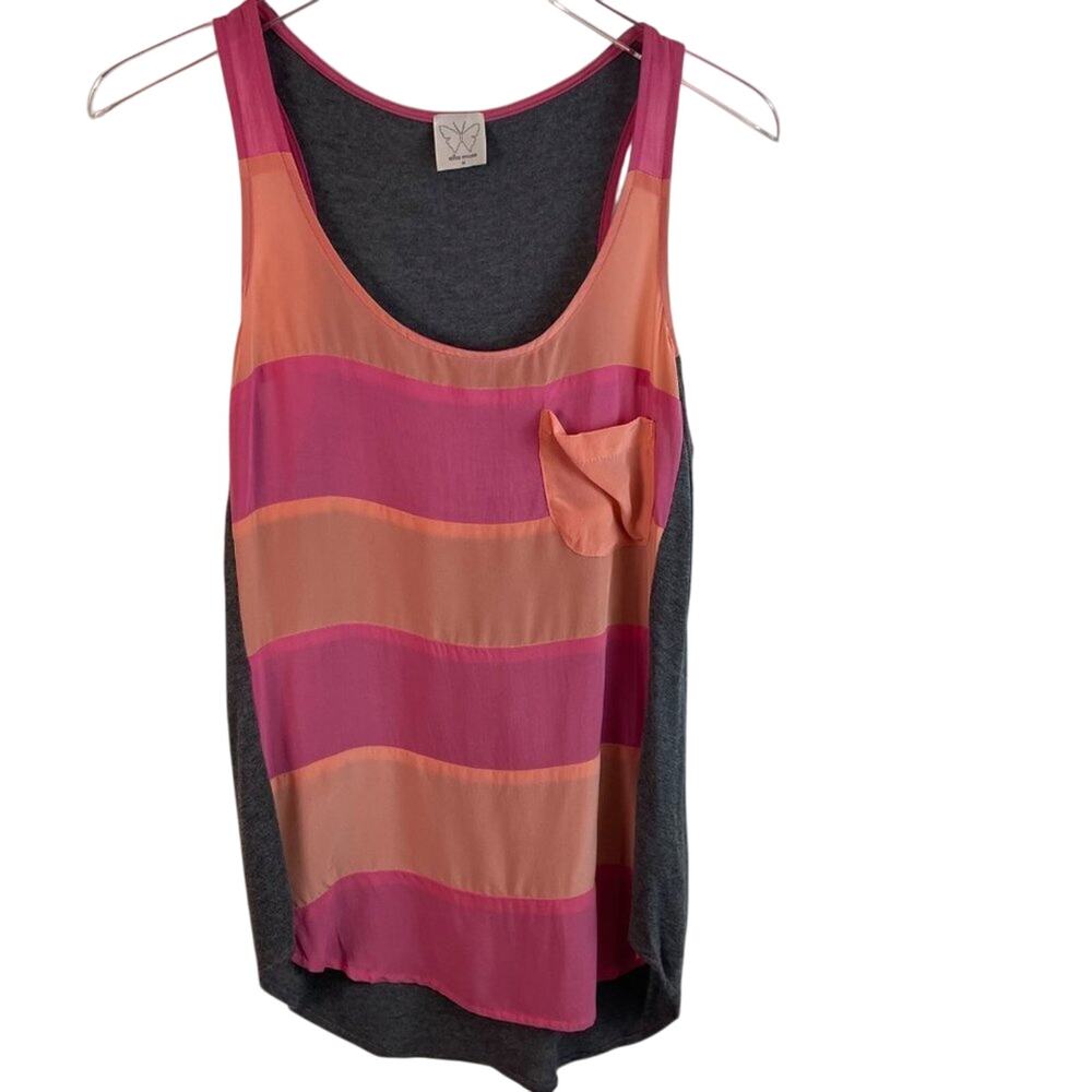 Ella Moss Stripe Silk & Rayon Tank Size Medium